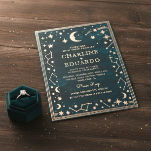 Invitation En Aluminium Mariage d'or de la constellation céleste