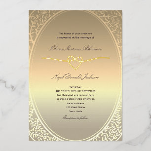 Invitation En Aluminium Mariage d'or romantique de luxe