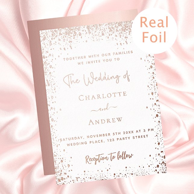 Invitation En Aluminium Mariage d'or rose blanc (Créateur téléchargé)