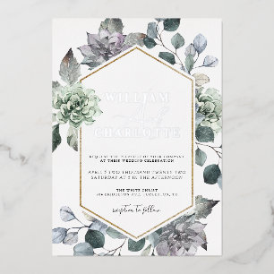 Invitation En Aluminium Mariage Dusty Blue & Silver Desert Greenery