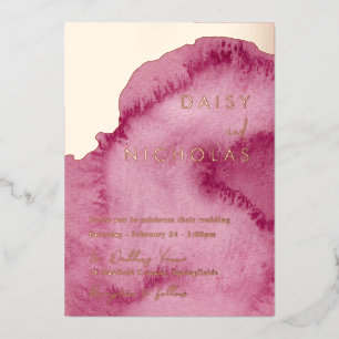 Invitation En Aluminium Mariage Dusty Rose Neige rose Aquarelle Rose Or