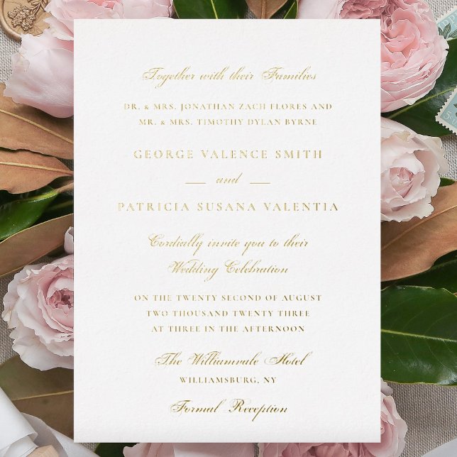 Invitation En Aluminium Mariage élégant à la calligraphie à l'huile formel (Créateur téléchargé)