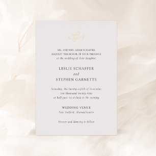 Invitation En Aluminium Mariage élégant à monogramme noir et blanc intempo