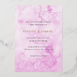 Invitation En Aluminium Mariage Élégant Aquarelle Rose Moderne