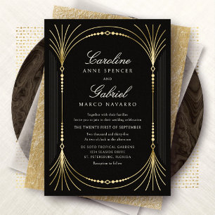 Invitation En Aluminium Mariage Élégant Art Déco Nouveau
