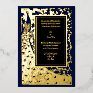 Invitation En Aluminium Mariage élégant Art nouveau Paon de l'ère victorie