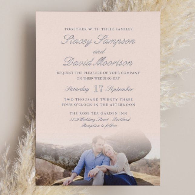 Invitation En Aluminium Mariage élégant avec photo en véritable argent (Créateur téléchargé)