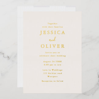 Invitation En Aluminium Mariage élégant Champagne & Texte Or