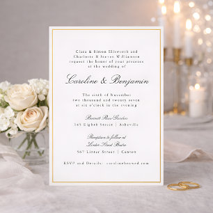 Invitation En Aluminium Mariage Élégant Chic Classique Formel avec Bordure
