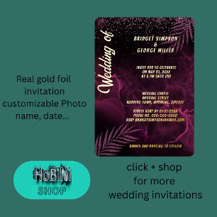 Invitation En Aluminium mariage élégant classe violet foncé