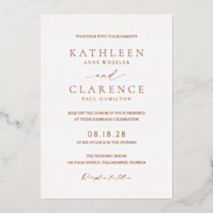 Invitation En Aluminium Mariage Élégant Classique