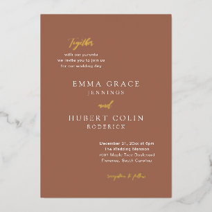 Invitation En Aluminium Mariage élégant classique Burnt Orange