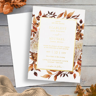 Invitation En Aluminium Mariage Élégant d'Automne en Or