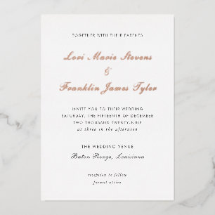 Invitation En Aluminium Mariage élégant et formel de Lori