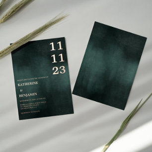 Invitation En Aluminium Mariage élégant et moderne Emerald Green Black