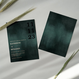 Invitation En Aluminium Mariage élégant et moderne Emerald Green Black