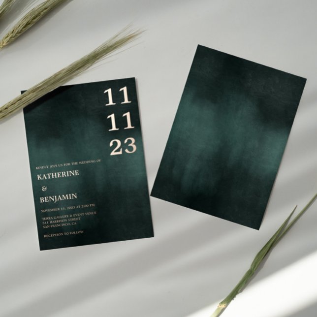 Invitation En Aluminium Mariage élégant et moderne Emerald Green Black (Créateur téléchargé)