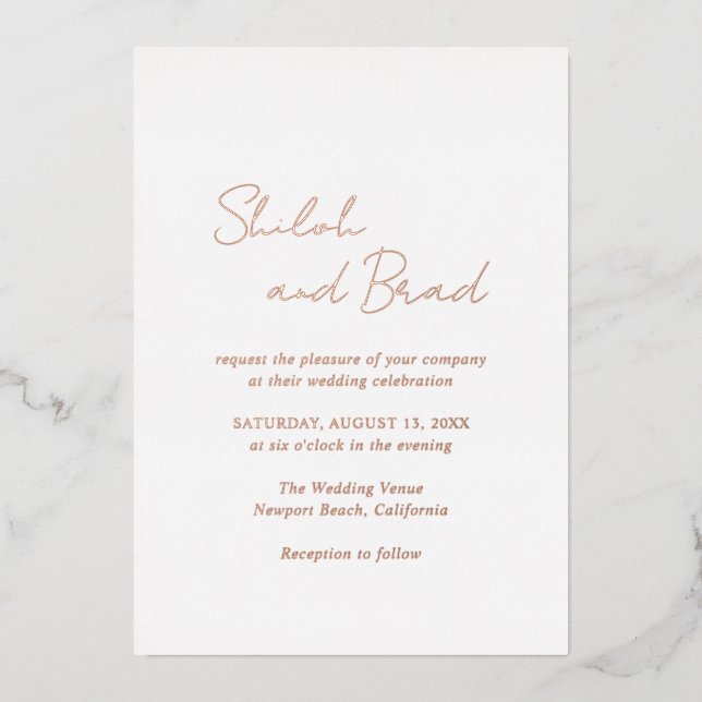 Invitation En Aluminium Mariage élégant et moderne Shiloh (Recto)
