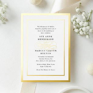 Invitation En Aluminium Mariage élégant formel calligraphié noir et blanc