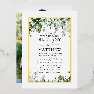 Invitation En Aluminium Mariage Elégant Ivy Sage Vert verdure Photo Or