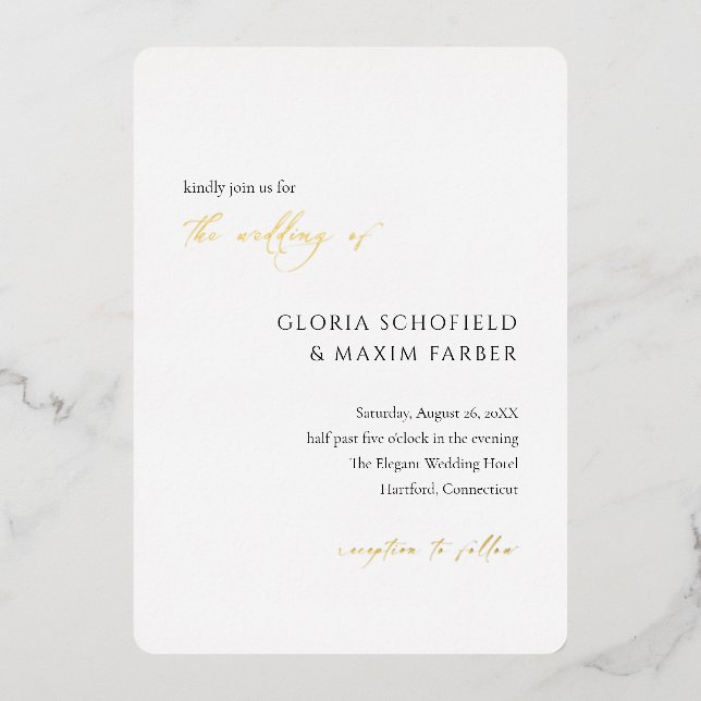 Invitation En Aluminium Mariage élégant minimal moderne formel (Recto)