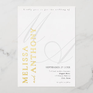 Invitation En Aluminium Mariage élégant minimaliste moderne or et blanc