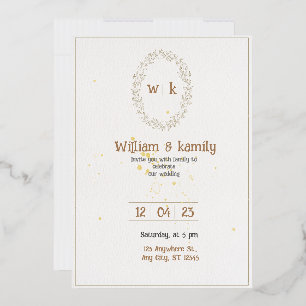 Invitation En Aluminium Mariage élégant minimaliste or et blanc 