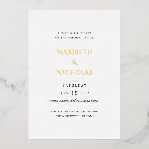 Invitation En Aluminium Mariage Élégant Moderne Enregistrez la Date