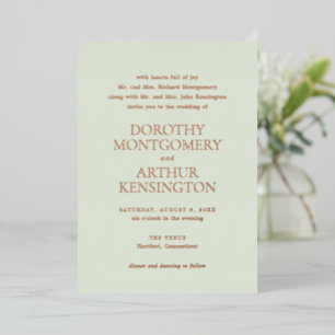 Invitation En Aluminium Mariage élégant moderne Sage Green