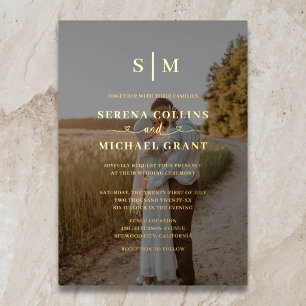 Invitation En Aluminium Mariage élégant monogramme 2 photos