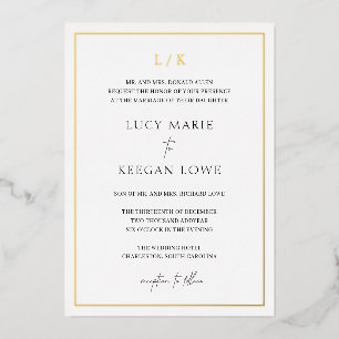 Invitation En Aluminium Mariage Élégant Monogramme Intemporel