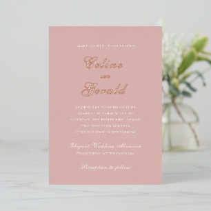 Invitation En Aluminium Mariage Élégant Rose Classique