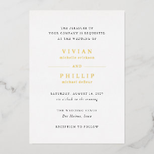 Invitation En Aluminium Mariage Élégant Simple