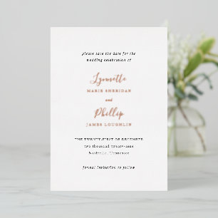 Invitation En Aluminium Mariage Élégant Traditionnel Enregistrer la Date