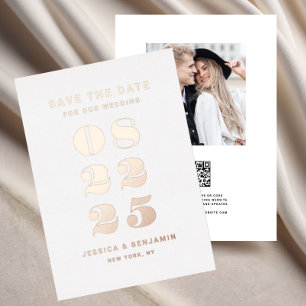 Invitation En Aluminium Mariage Élégant Typographie Économisez La Date Ros