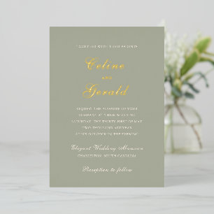 Invitation En Aluminium Mariage Élégant Vert Classique Subtil