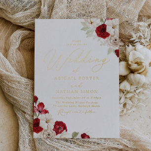 Invitation En Aluminium Mariage élégant vibrant romantique à feuille d'or