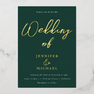 Invitation En Aluminium Mariage Emerald Green & Gold