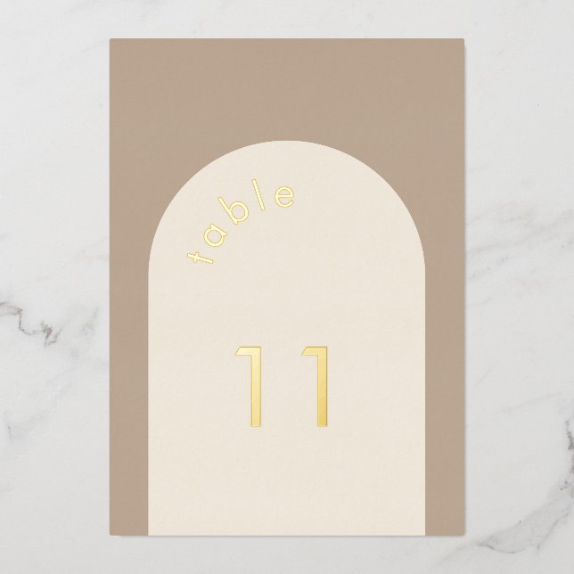 Invitation En Aluminium Mariage en arche beige de sable géométrique minima (Recto)