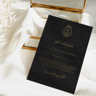 Invitation En Aluminium Mariage en velours noir et doré (imprimé, pas réel