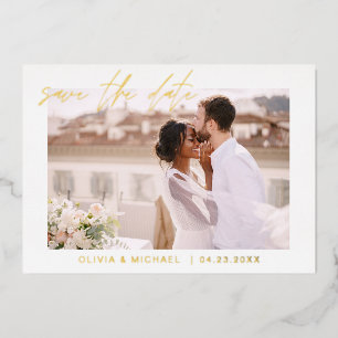 Invitation En Aluminium Mariage Enregistrer la date Photo Minimaliste