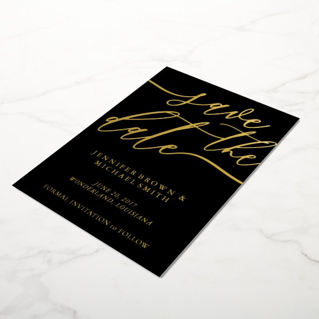Invitation En Aluminium Mariage Enregistrer le script noir Date (Rotation)