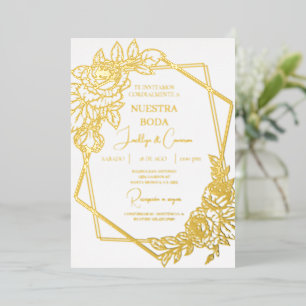Invitation En Aluminium Mariage espagnol feuille d'or