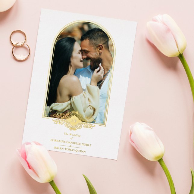 Invitation En Aluminium Mariage Fancy Golden Arch Effet photo (Créateur téléchargé)