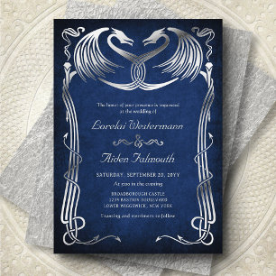 Invitation En Aluminium Mariage Fantastique Dragon Bleu