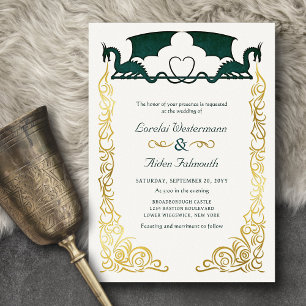 Invitation En Aluminium Mariage Fantastique Dragon Vert