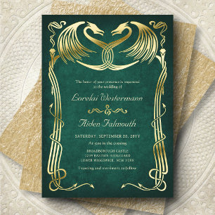 Invitation En Aluminium Mariage Fantasy Dragon Vert