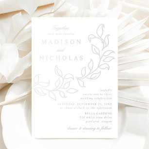 Invitation En Aluminium Mariage Feuille en cascade Silver