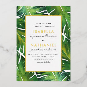 Invitation En Aluminium Mariage Feuille vert moderne