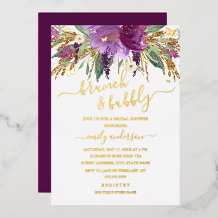 Invitation En Aluminium Mariage Fleur Améthyste Or Violet pour la Mariée